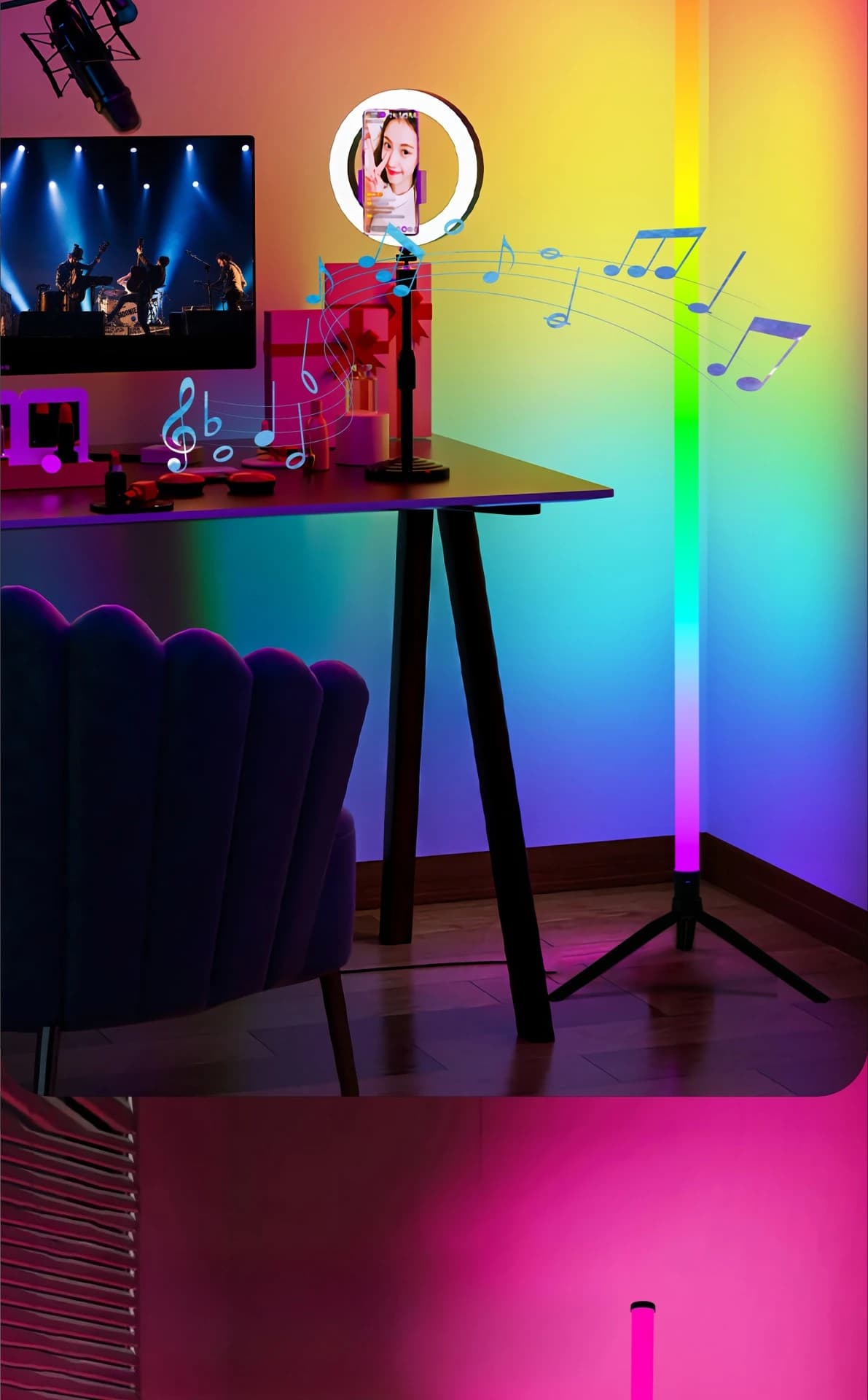 RGB Sound-Reactive Floor Lamp